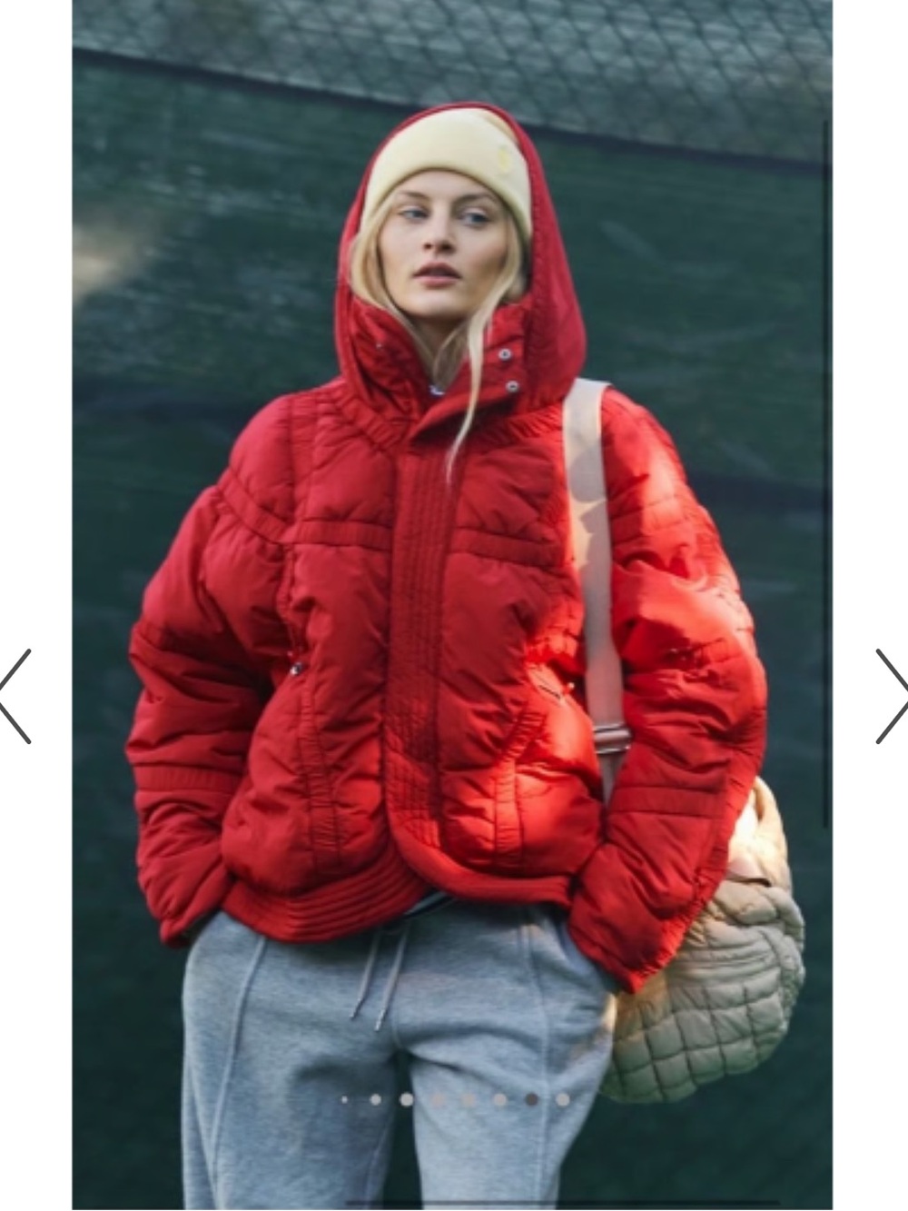 Free People Shirr Enough Backpack Puffer Jacket in Cranberry